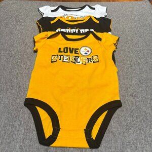 NFL Pittsburg Steelers Infant 3pk Bodysuits, 3-6 mos